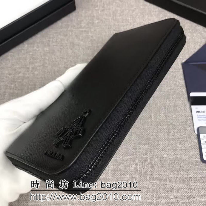 PRADA普拉達 官網同步 專櫃最新款 男士單拉鏈錢包 2ML317 DD1335